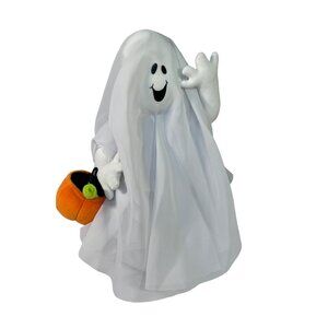 Vintage Hallmark Ghost Plush With Pumpkin Basket Animated Decoration